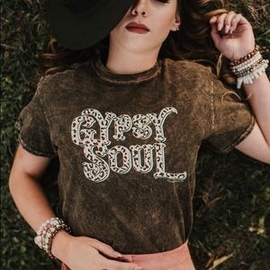 Gypsy Soul Turquoise Leopard Acid Wash Graphic Tee